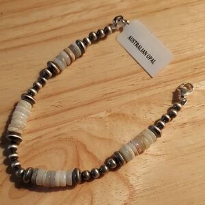 Australian Opal Sterling Silver Bracelet 7 and a Half Inches 8 With The Extender
